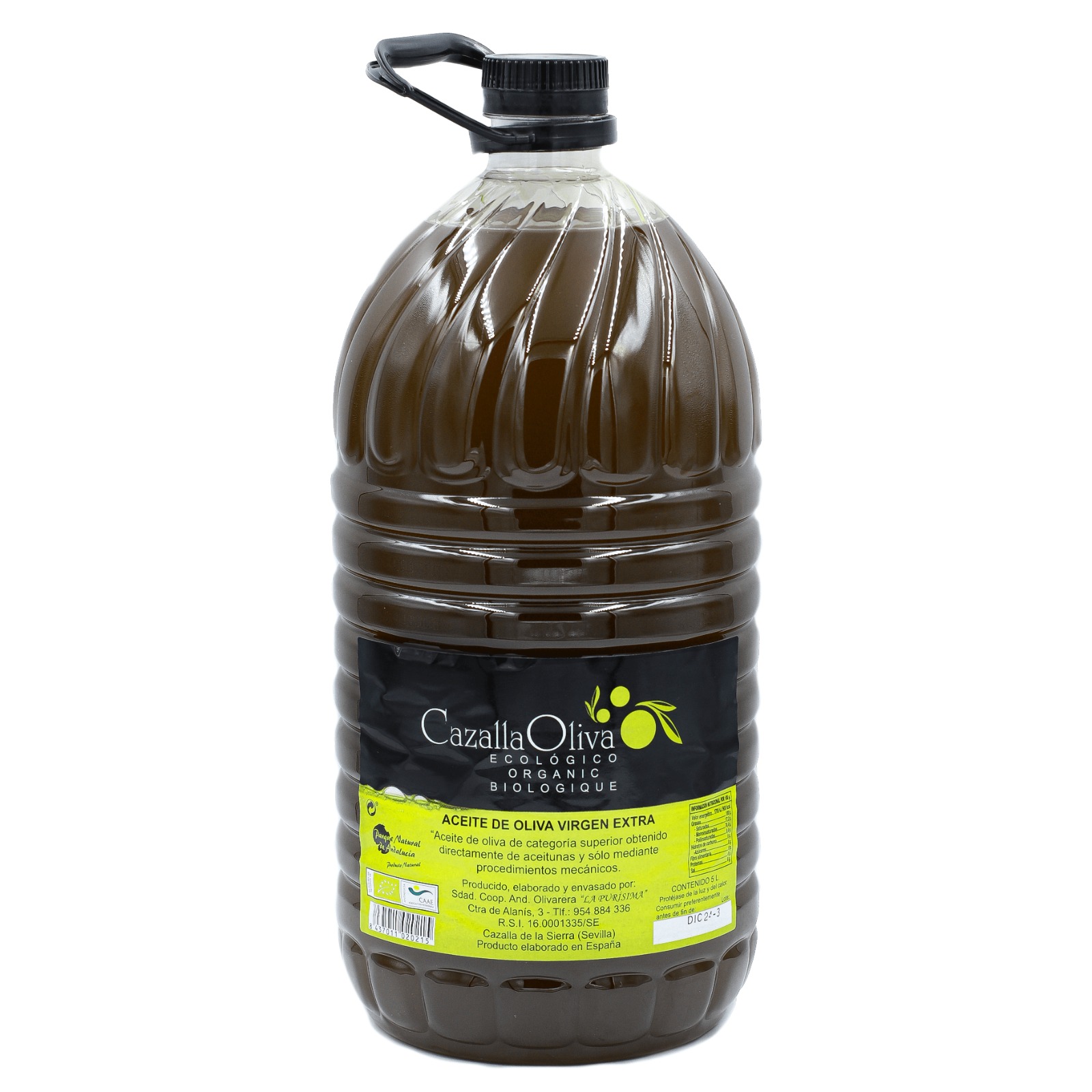 Aceite de oliva virgen extra 5 litros PET (garrafa de plástico)